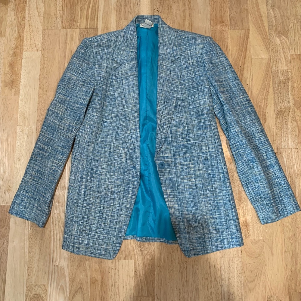 Blue Plaid Women's Blazer Cynthia Taylor